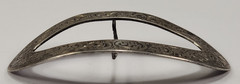 Antique Victorian Sterling Silver Oval Etched Belt Buckle Sash Brooch 9.75g 2.5″