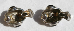 Modernist Earrings Clip-on Black Cabochon Silver Gold Tone MCM