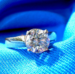 EARTH MINED DIAMOND Deco Engagement RING Vintage Estate Solitaire SOLID 14K GOLD