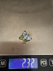 10k Gold Blue Topaz, Peridot & Diamond Accent Butterfly Pendant