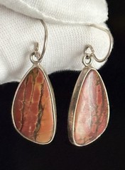 VINTAGE 925 STERLING SILVER RED CREEK JASPER DROP DANGLE 1.50” EARRINGS 5.90g