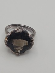 Vintage Sterling Silver Smoky Quartz Crystal Ring Size 7