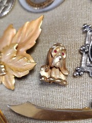 Vintage 20 Brooch Pendant Ring Metal Gold Silver Tone Rhinestone