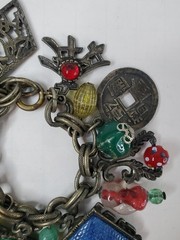 Vintage Asian Inspired Themed Chunky Charmed Bracelet 7″
