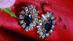 14k yellow gold earrings 0.68ct natural, treated sapphire dia stud 2.35gr N3717