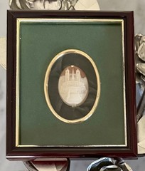 Vintage Carved Italian Shell Souvenir Cameo – The Spanish Steps, Rome – Framed