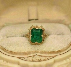 3.00Ct Lab Created Green Emerald Engagement 14K Yellow Gold Finish Ring