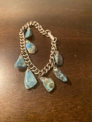 Vtg. Silvertone 7 Inch Blue Stone Bracelet