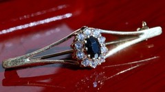 14k yellow gold 0.80ct sapphire, topaz pin brooch heated vintage 3.20gr N3810