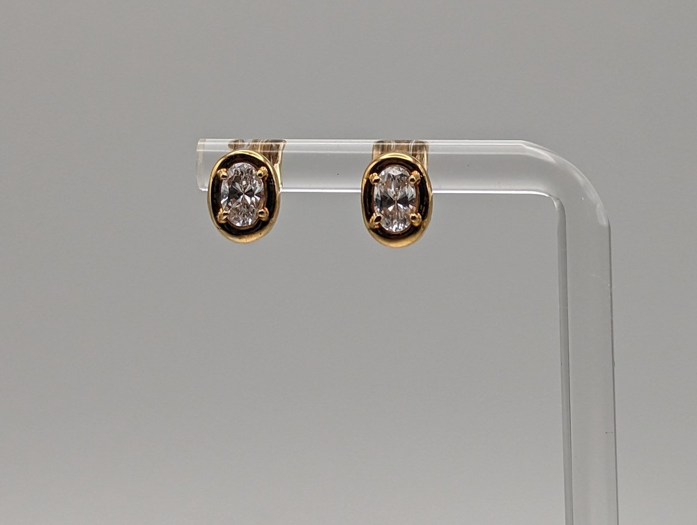 14K Yellow Gold 5×4 mm Oval Cubic Zirconia Stud Earrings 14k Yellow Gold Studs M
