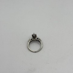Vintage SETA 925 Sterling Silver Marquise CZ Ring Baguette Size 6.5 Art Deco