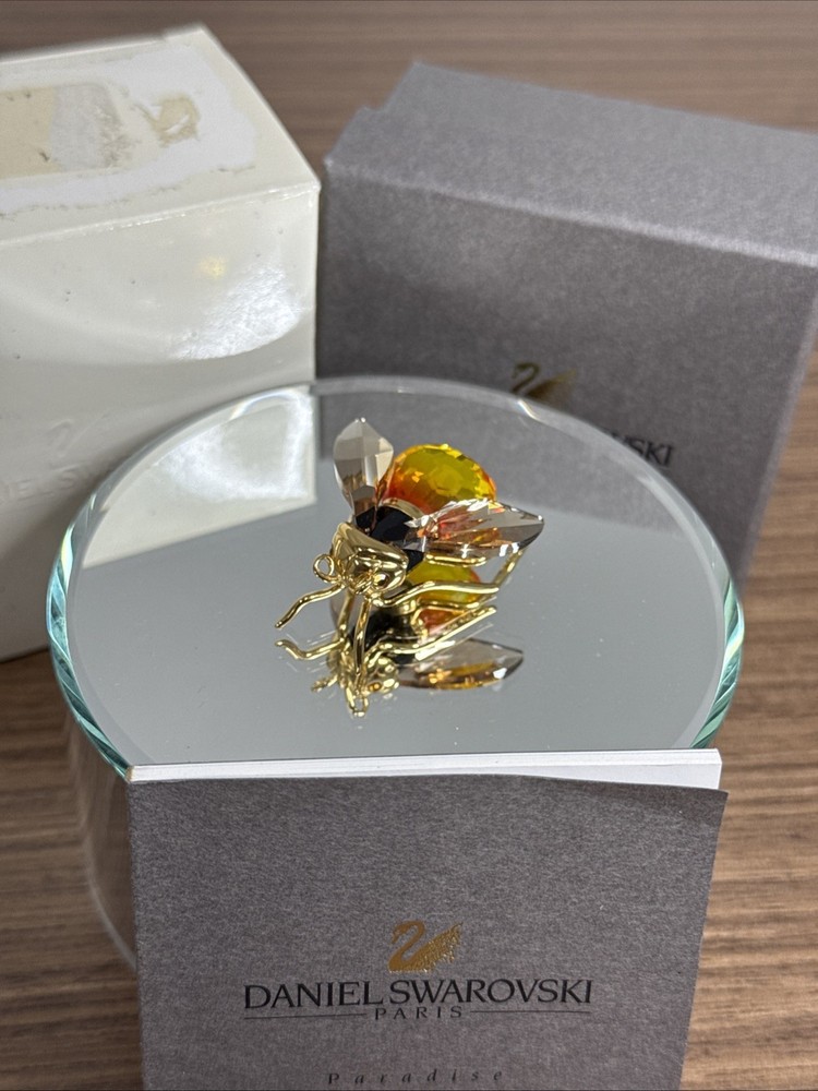 Vintage Daniel Swarovski Solid Sterling Silver GP Bumblebee Brooch Rare Box/coa