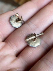 Rolled Gold Plated MOP Mother of Pearl Octagonal Antique Edwardian Vest Buttons