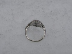 Art Deco 14K White Gold Filigree and Diamond Ring .20 Carat G-H VVS Size 7