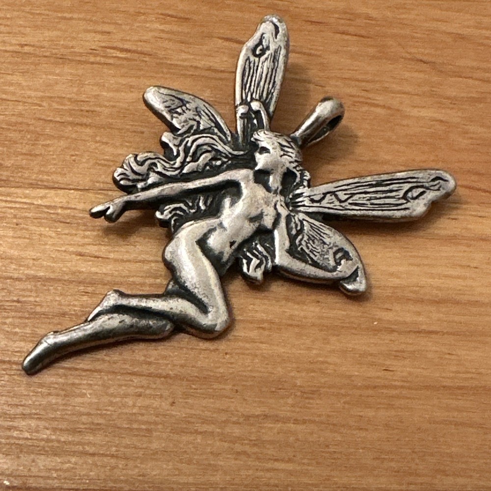 Beautiful Art Nouveau Sterling Silver Fairy Nymph Vintage Pendant
