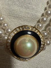 #4 Vintage Faux Pearl Multi Strand Choker Necklace Rhinestone Statement Collar