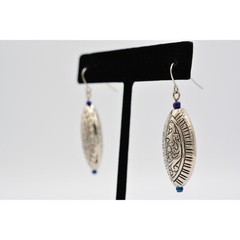Vintage Dangle Earrings Silver Tone Beaded Shiny Pattern Cocktail 1990s BinAK