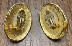SPARKLING CLASSIC BEAUTY of Black & White ART DECO STYLE 1 1/2” Clip On Earrings