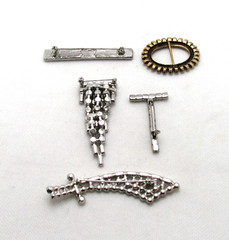Vintage Lot of 4 Clear Rhinestone Brooch Pins & 1 Buckle/Slide