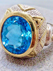 NEW 11 CARAT LONDON SWISS BLUE MINED OVAL CUT TOPAZ STERLING RING SIZE 8 RING