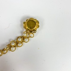 Vintage Gold-Tone Spring Coil Beads Faux Pearl Necklace With Floral Clasp Japan