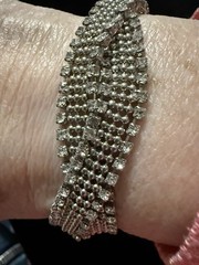 Alfani Designer Rhinestone Mesh Twist Chain Bracelet Silvertone