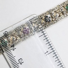 Vintage Sterling Silver Gold Clad Multi Color Stone Bracelet 7 1/4”