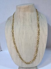 Lovely 28″ Gold Tone Metal Twisted Infinity Chain & Faux Pearl Necklace!