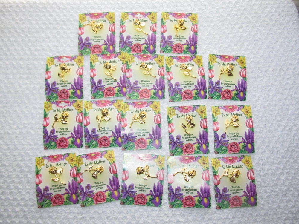Mother’s Rose Gold Tone Pins (18) Mother’s Day Cathedral Art 1996 Vintage New