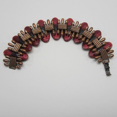 Vintage Copper Enamel Bracelet Panel Red MCM