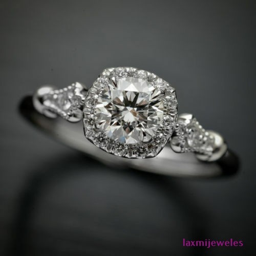 1.50 Ct Round Lab-Created Diamond Ring Antique Art Deco Filigree 925 Silver Band