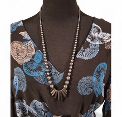 Vtg Art Deco Style Hematite Fringe Statement Necklace 30″ Whimsigoth Witchy 110g