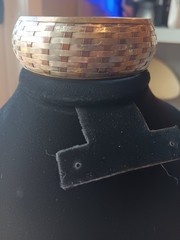 Vintage Tri Metal Weave Bangle Bracelet Copper, Brass And Silver
