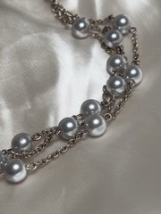 Vintage Signed Carol Lee Faux Pearl Headed Layered Necklace Choker