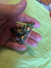 Vintage Rare Signed Original By Robert Christmas Tree Brooch-Green Ivy Branches