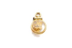 Vintage Natural Gold Nuggets In 14k Yellow Gold See Through Bezel Charm