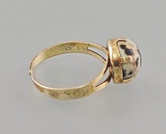Vintage Marble Stone 925 Silver Gold-Plated Ring Size 62 (19,7 mm Ø)
