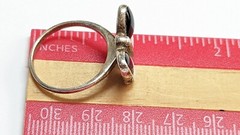 ONYX MOP RING SIZE 8 3/4 STERLING SILVER BUTTERFLY RING SIGNED 925 THAILAND SX