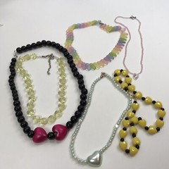 Vintage Necklace lot Heart Love Retro Rockabilly Plastic Wood Lucite kidcore