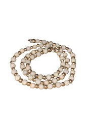 Vintage Latvia White Beaded Necklace Baltic Handmade Gold Tone Minimalist Retro
