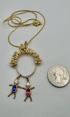 Vintage Goldtone GRANDMA Charm Holder 2 Children Charms Pendant Necklace