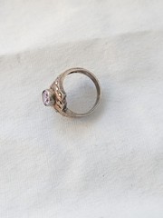 VTG SterlingSilver FAS Marcasite Amethyst Shield RingS6.5 February Birthstone