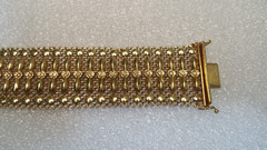 Italian Mesh Bracelet 18k Gold Charm Wide Vintage Yellow Woven Women’s Men’s Old