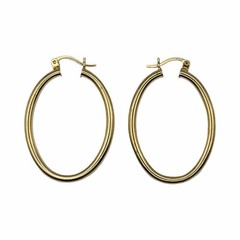 Vintage Classic 14k Gold Oval Shaped Pierced Hoop Earrings “ZZ 14k” 3.07 Grams