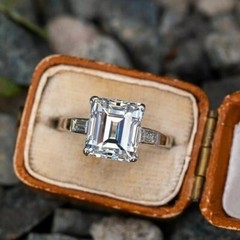 2.90 Ct Emerald Cut Lab Created Diamond Women’s Engagement 925 Silver Gift Ring