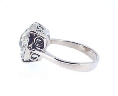 Vintage 1940s 2.72 Ct. Fancy Intense Yellowish Green Chameleon Diamond Ring