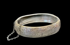 Vintage Victorian Revival Sterling Silver Floral Engraved Bracelet~1950s