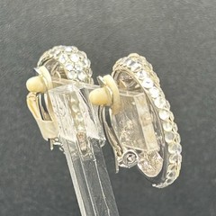 Vintage 80s 90s Rhinestone Clip On Earrings Silver Tone Clear Pave NOS