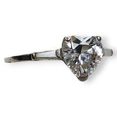 Sterling Silver 925 Clear Cubic Zirconia Heart Shaped Ring Size 8.25