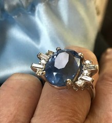 Platinum Natural Unheated 14.24 tcw Sapphire & Diamond Ring, GIA Report